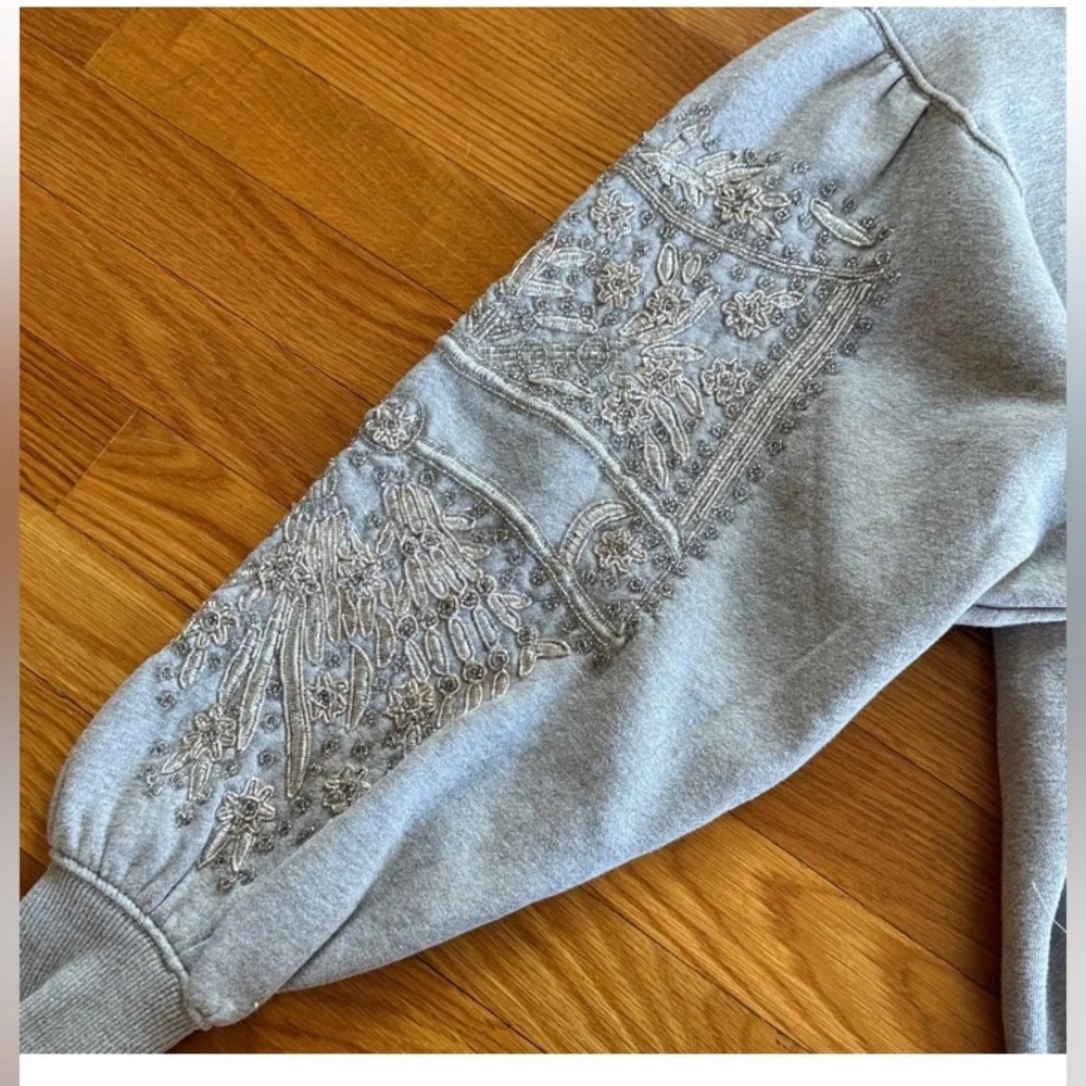 Free People - Encrusted Hoodie - Heather Grey NWT Sz L - Picture 6 of 8